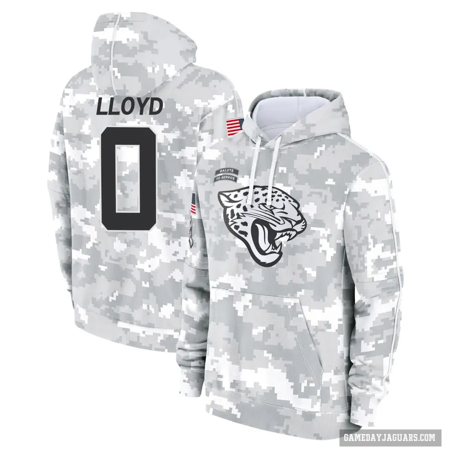 Men's ＃0 Devin Lloyd Jacksonville Jaguars Arctic Camo 2024 Salute to Service Club Fleece Pullover Hoodie