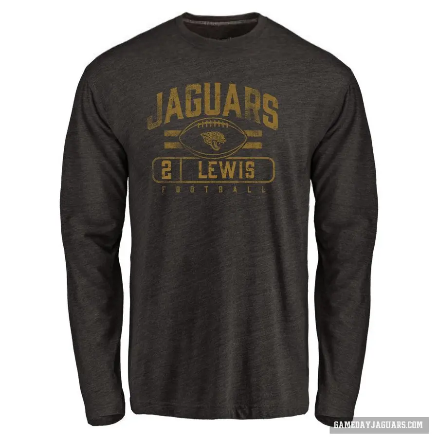 Men's ＃2 Jourdan Lewis Jacksonville Jaguars Black Flanker Long Sleeve T-Shirt