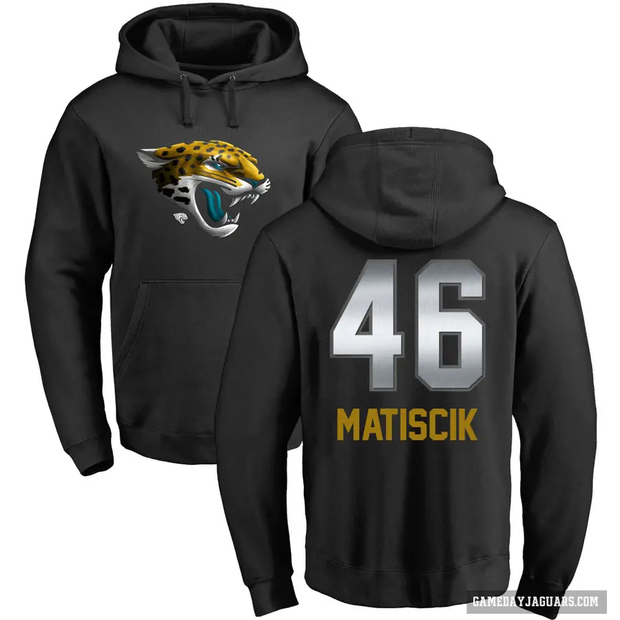 Men's ＃46 Ross Matiscik Jacksonville Jaguars Black Midnight Mascot Pullover Hoodie