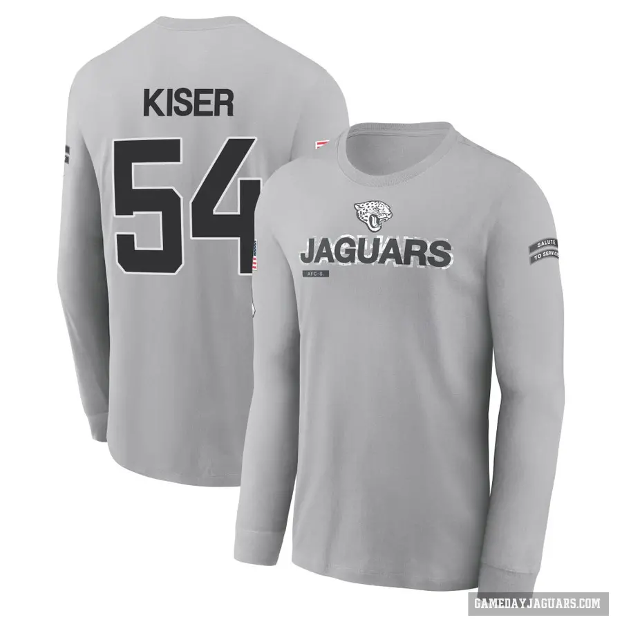 Men's ＃54 Jack Kiser Jacksonville Jaguars Gray 2024 Salute to Service Long Sleeve T-Shirt