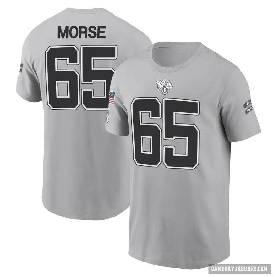 Men's ＃65 Mitch Morse Jacksonville Jaguars Gray 2024 Salute to Service T-Shirt