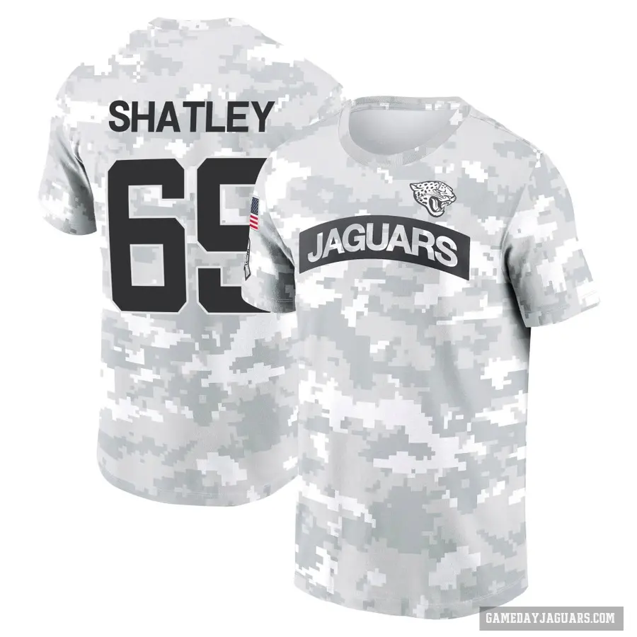 Men's ＃69 Tyler Shatley Jacksonville Jaguars Camo Arctic 2024 Salute to Service Performance T-Shirt