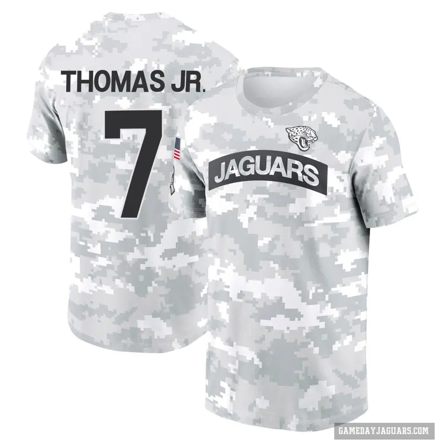 Men's ＃7 Brian Thomas Jr. Jacksonville Jaguars Camo Arctic 2024 Salute to Service Performance T-Shirt