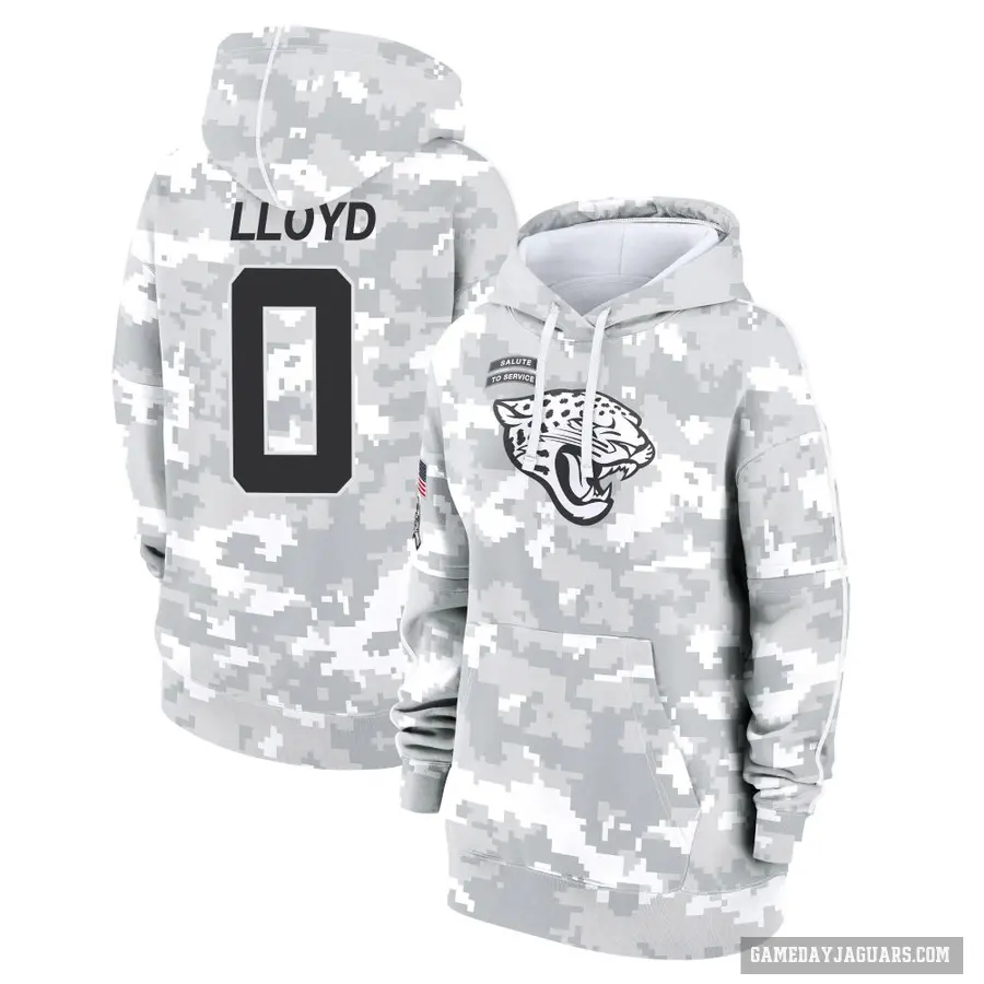 Women's ＃0 Devin Lloyd Jacksonville Jaguars Arctic Camo 2024 Salute to Service Club Fleece Pullover Hoodie