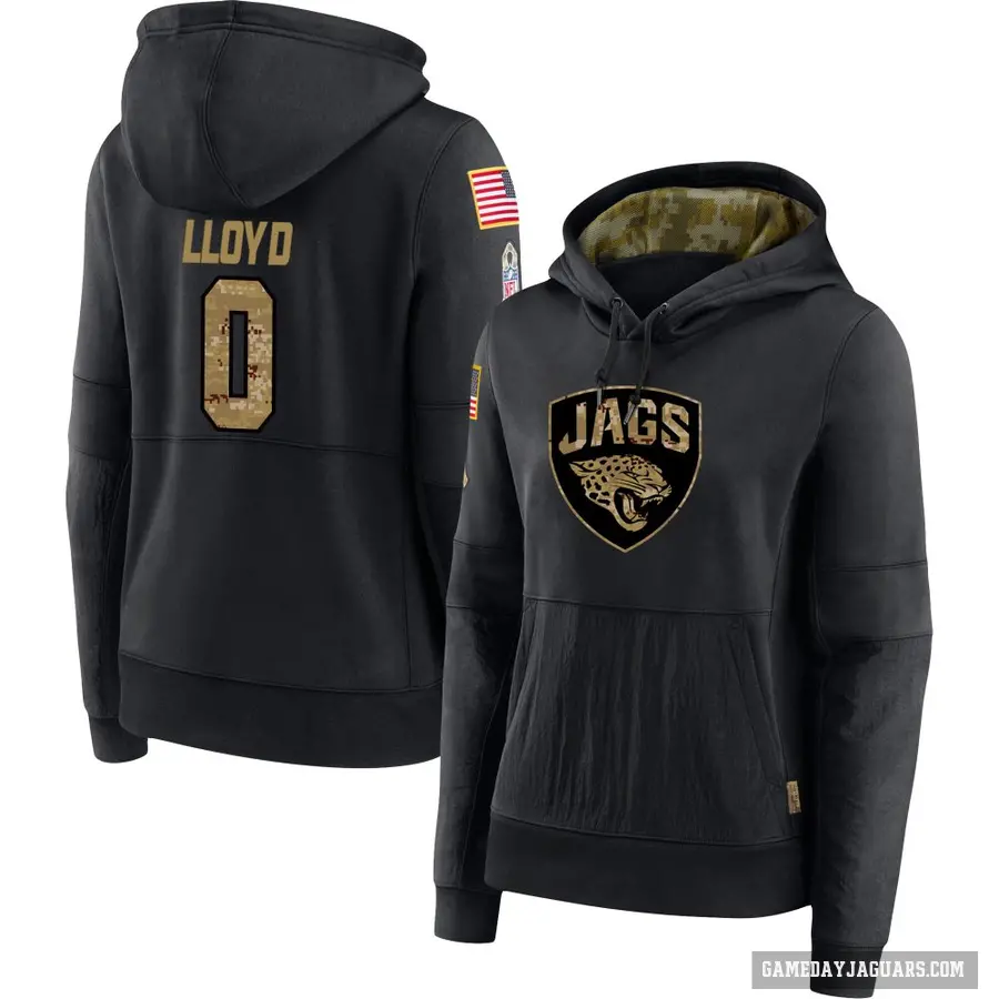 Women's ＃0 Devin Lloyd Jacksonville Jaguars Black 2020 Salute to Service Sideline Performance Pullover Hoodie