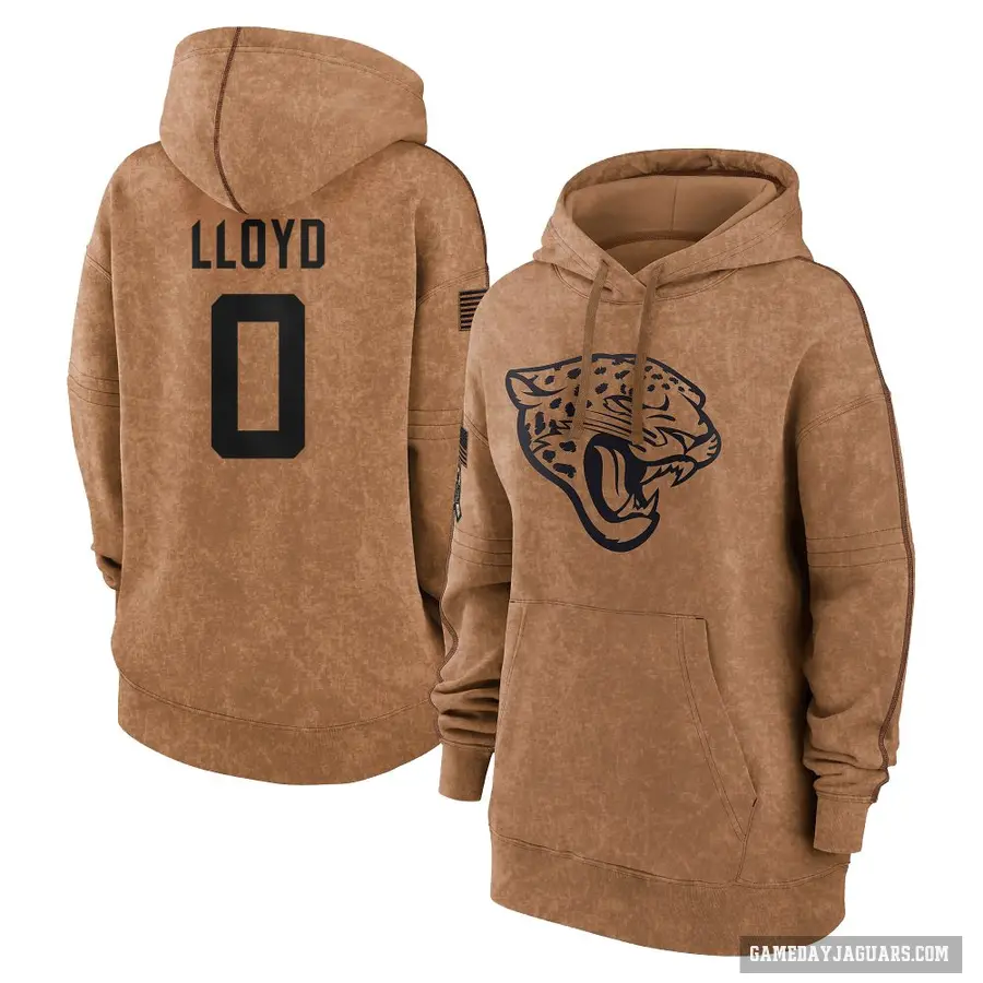 Women's ＃0 Devin Lloyd Jacksonville Jaguars Brown 2023 Salute To Service Pullover Hoodie