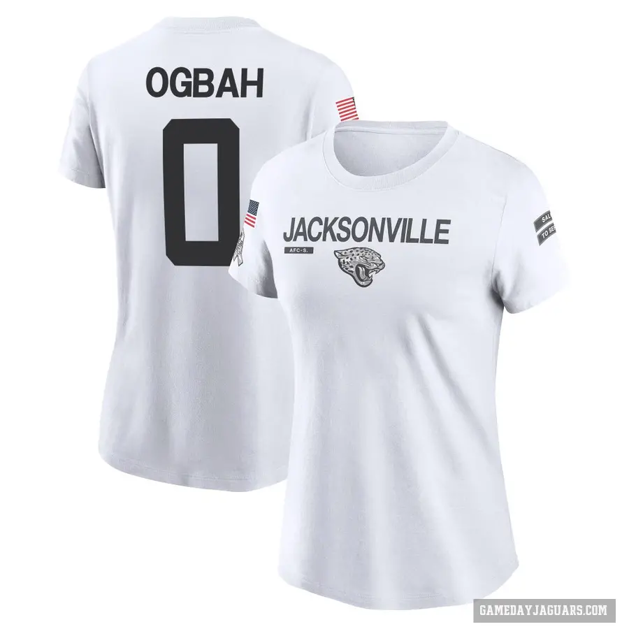Women's ＃0 Emmanuel Ogbah Jacksonville Jaguars White 2024 Salute to Service Performance T-Shirt