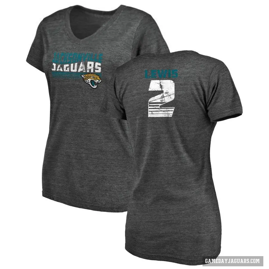 Women's ＃2 Jourdan Lewis Jacksonville Jaguars Black Retro V-Neck T-Shirt
