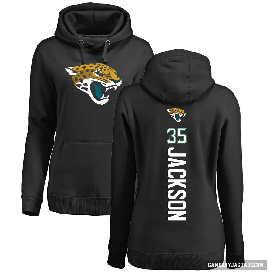 Women's ＃35 Matthew Jackson Jacksonville Jaguars Black Pro Line Backer Pullover Hoodie