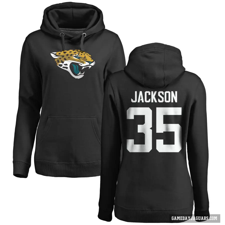 Women's ＃35 Matthew Jackson Jacksonville Jaguars Black Pro Line Logo Pullover Hoodie