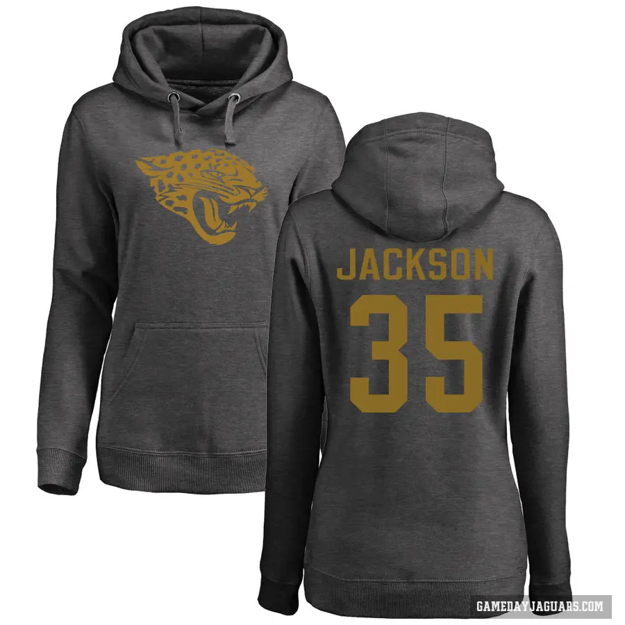 Women's ＃35 Matthew Jackson Jacksonville Jaguars Pro Line by Branded Ash One Color Pullover Hoodie