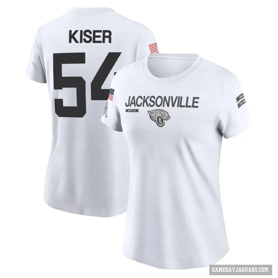 Women's ＃54 Jack Kiser Jacksonville Jaguars White 2024 Salute to Service Performance T-Shirt