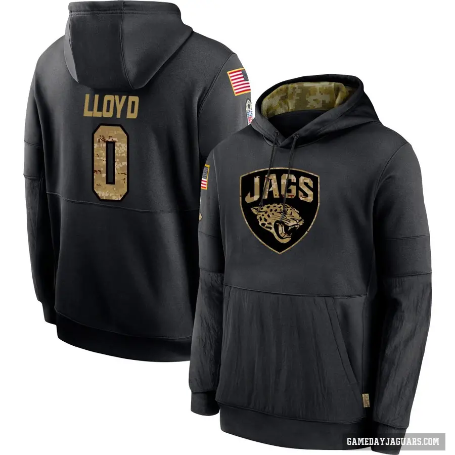 Youth ＃0 Devin Lloyd Jacksonville Jaguars Black 2020 Salute to Service Sideline Performance Pullover Hoodie