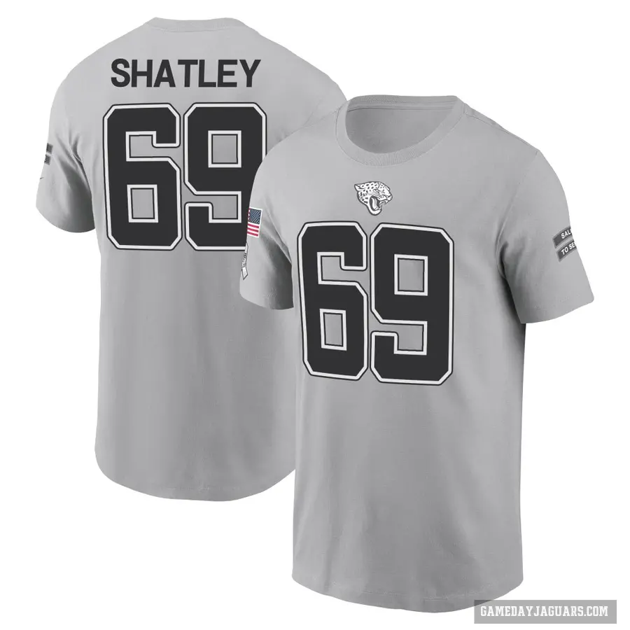 Youth ＃69 Tyler Shatley Jacksonville Jaguars Gray 2024 Salute to Service T-Shirt