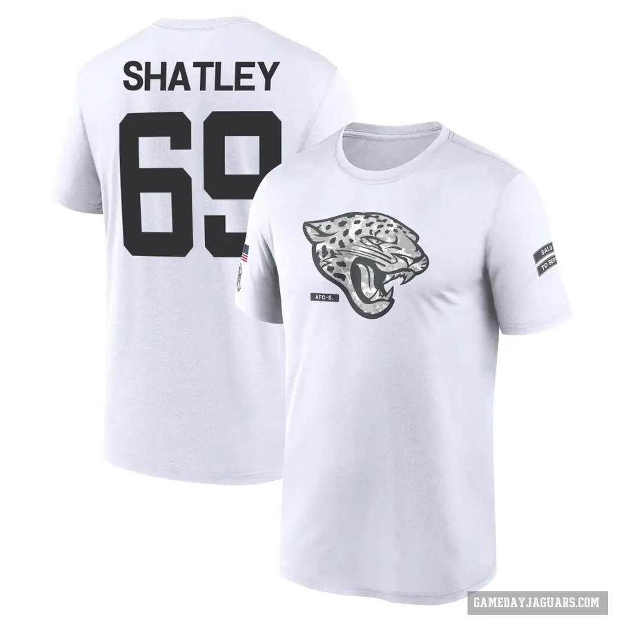 Youth ＃69 Tyler Shatley Jacksonville Jaguars White 2024 Salute to Service Performance T-Shirt